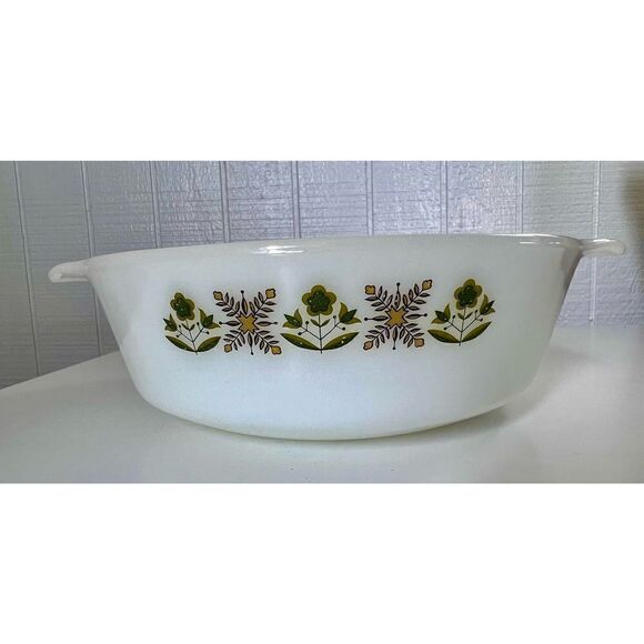 Vintage Anchor Hocking Fire King Green Meadow 1.5 Quart Casserole Dish 437 - Picture 1 of 10